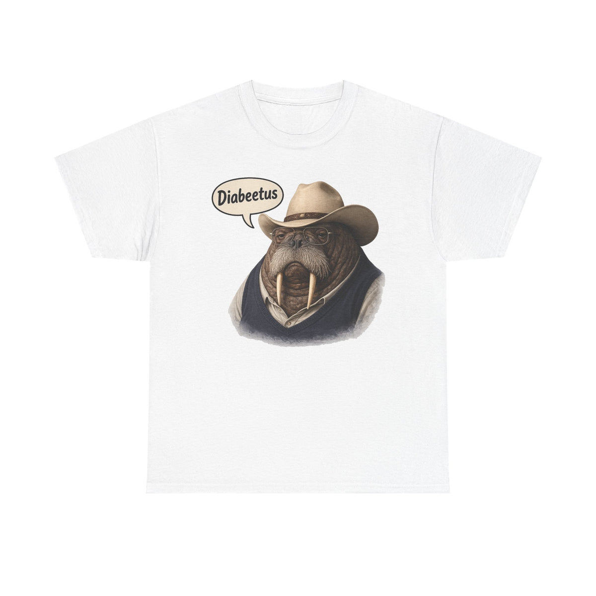Funny Walrus Cowboy Shirt, Diabetes Humor Tee, Western Walrus Graphic Tee, Meme Shirt, Gift for Him Her, Vintage Style Animal Shirt