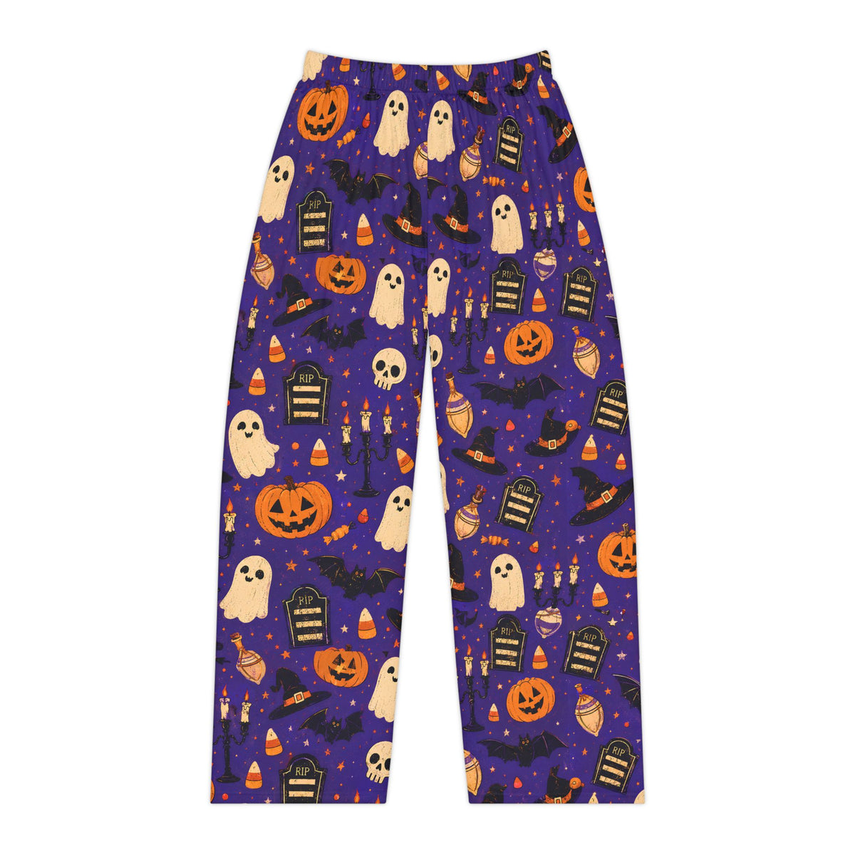 Halloween Ghost Pumpkin Pajama Pants | Spooky All Over Print Lounge Pants | Cozy Halloween Sleep Pants