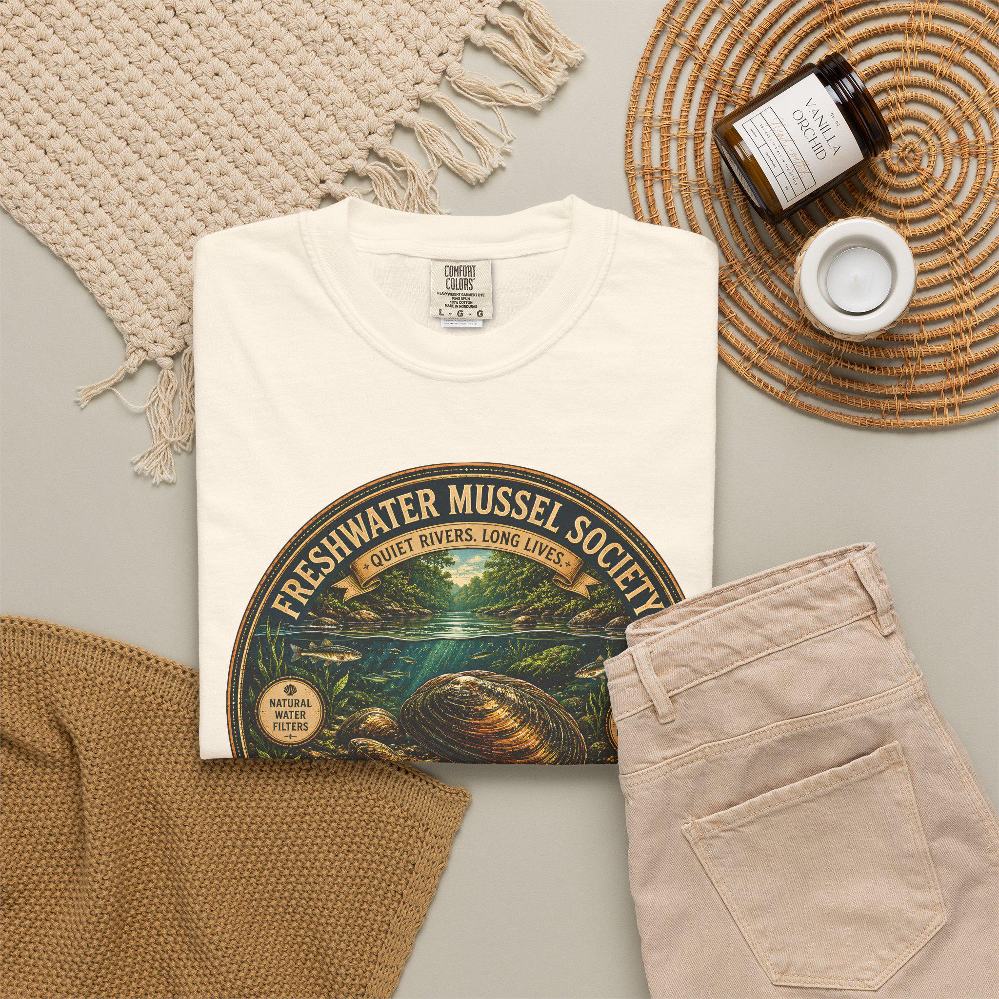 Freshwater Mussel Society Tee, River Conservation, Marine Biology, Comfort Colors Nature Shirt