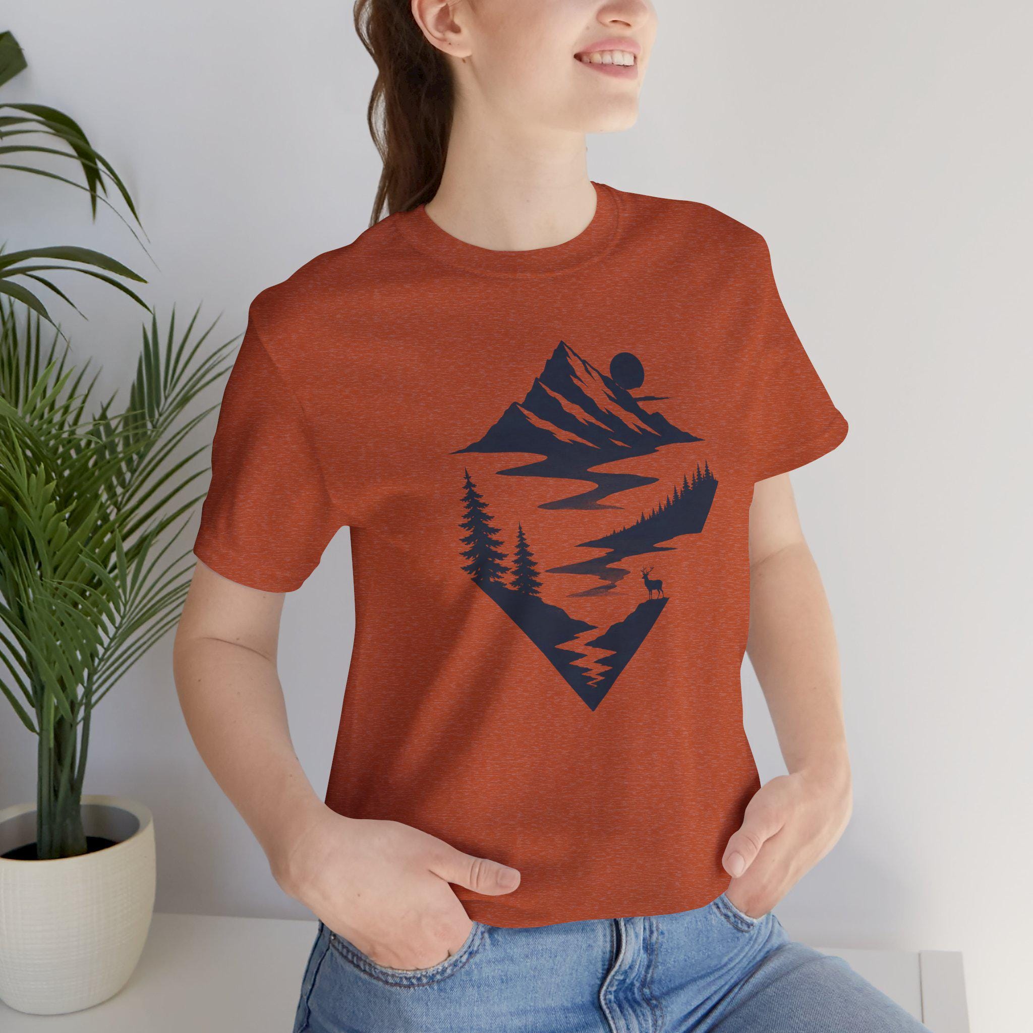 Mountain Landscape Graphic Tee | Bella Canvas 3001 Outdoor Adventure Shirt