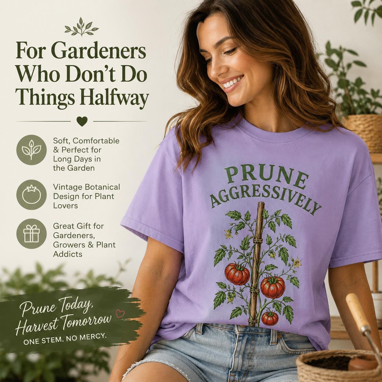 Prune Aggressively Tomato Gardener Tee