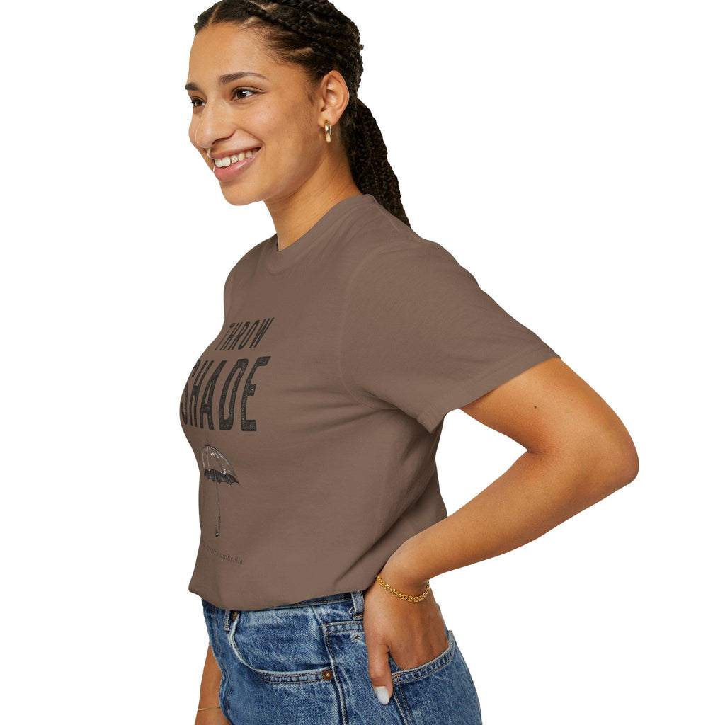Throw Shade Umbrella T-Shirt | Funny Slogan Tee, Minimal Black Graphic