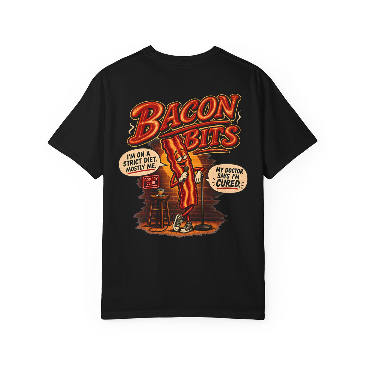 Bacon Bits Funny Bacon Shirt, Stand Up Comedy Graphic Tee, Food Pun T-Shirt, Retro Bacon Joke Shirt