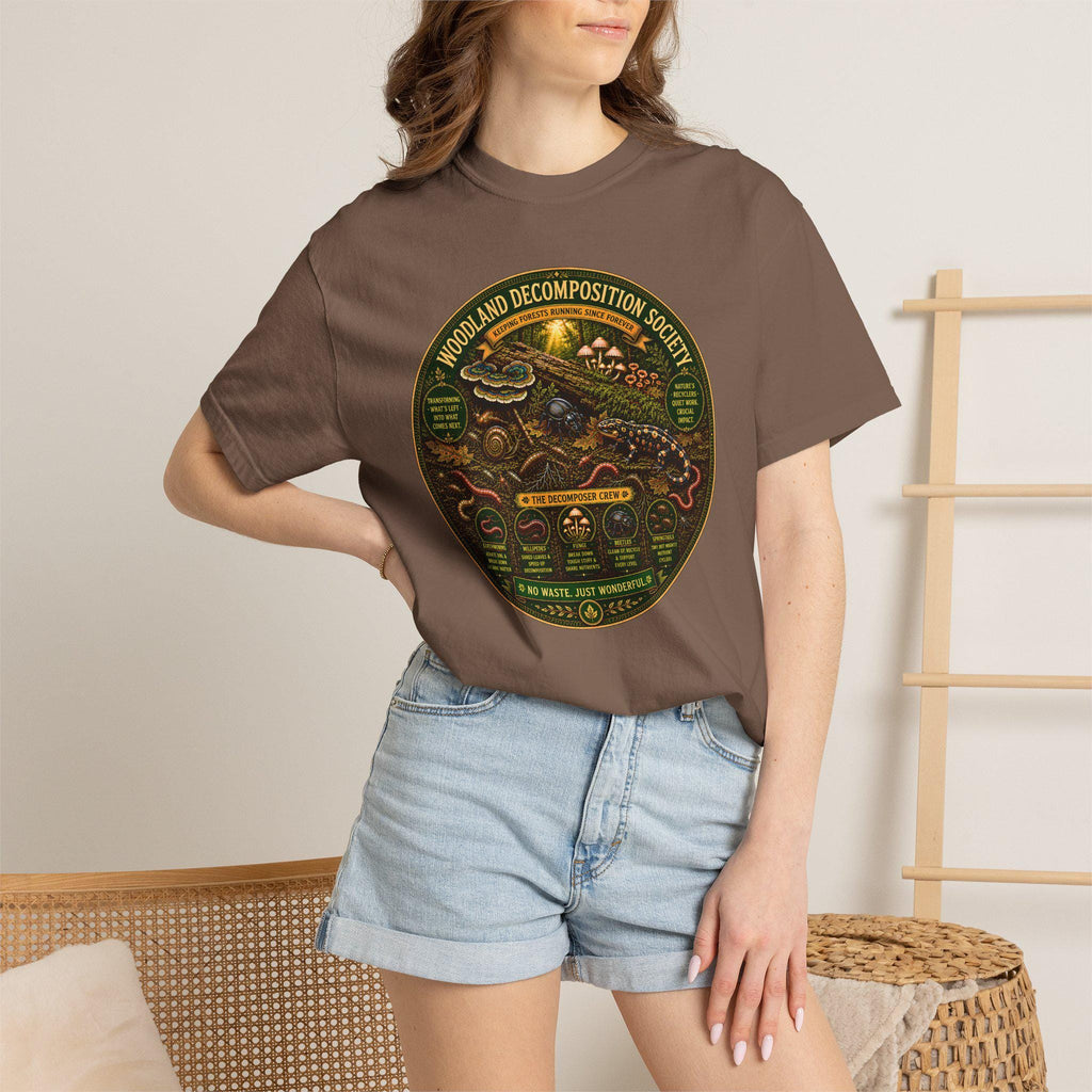 Woodland Decomposition Society Shirt | Vintage Forest Nature Tee, Mushroom Salamander Graphic