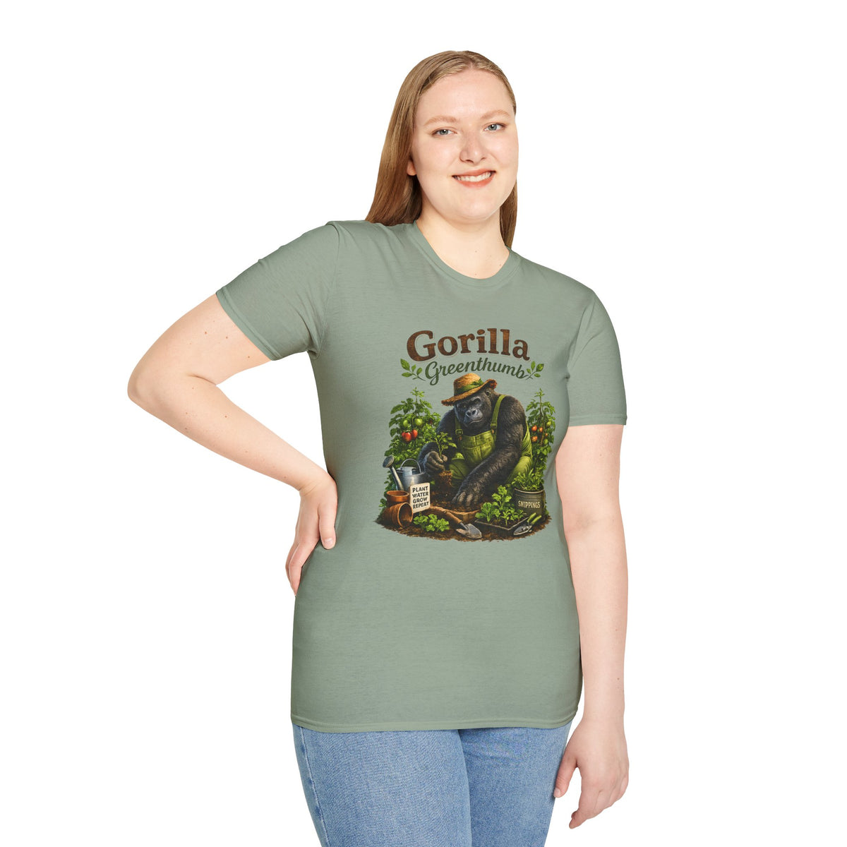 Gorilla Gardening Shirt, Funny Plant Lover Tee, Garden Humor T-Shirt, Botanical Graphic Tee, Gift for Gardeners, Unisex Softstyle Shirt