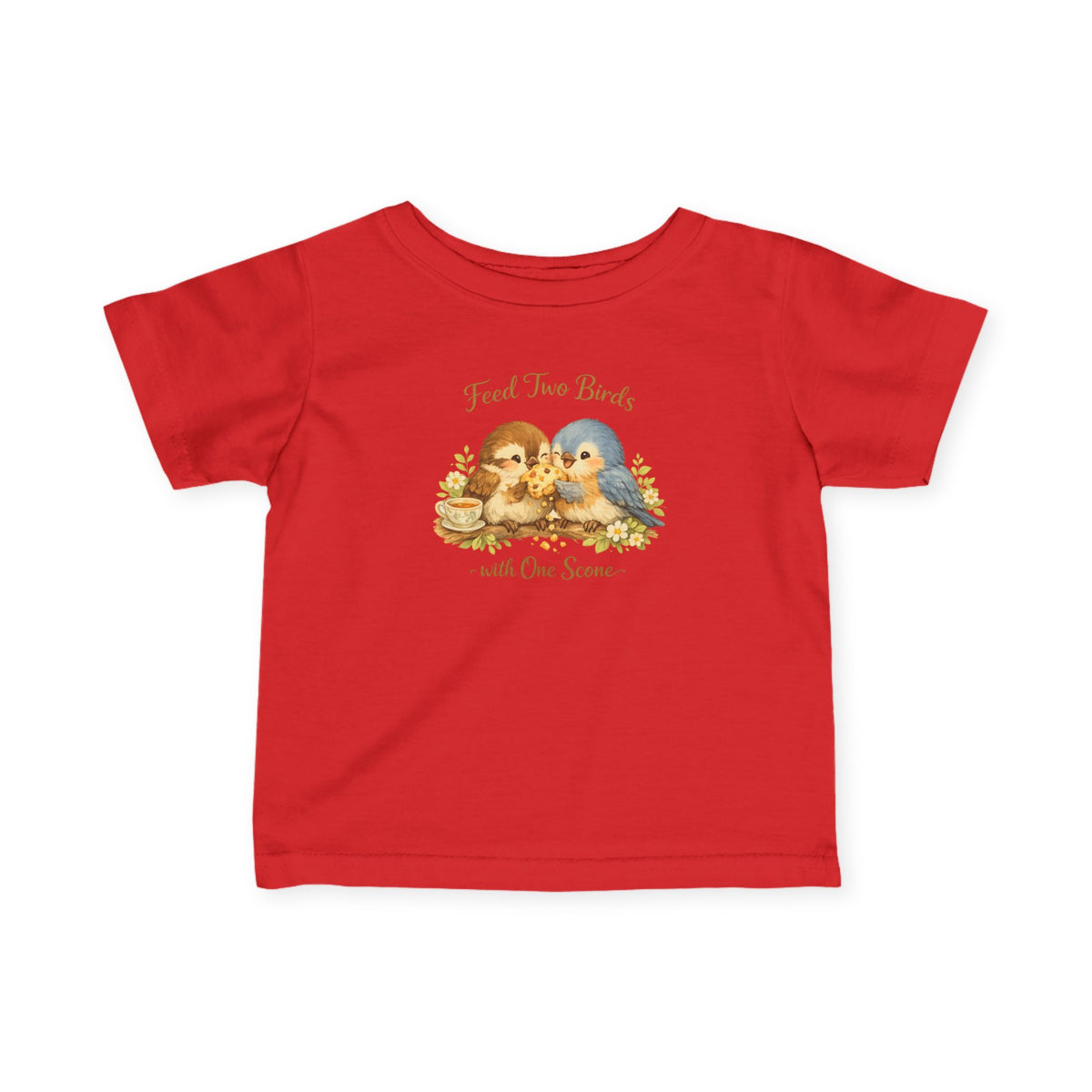 Feed Two Birds With One Scone Baby Shirt, Cottagecore Baby Tee, Cute Bird Infant Shirt, Funny Baby Gift, Newborn Outfit, Cozy Aesthetic Baby