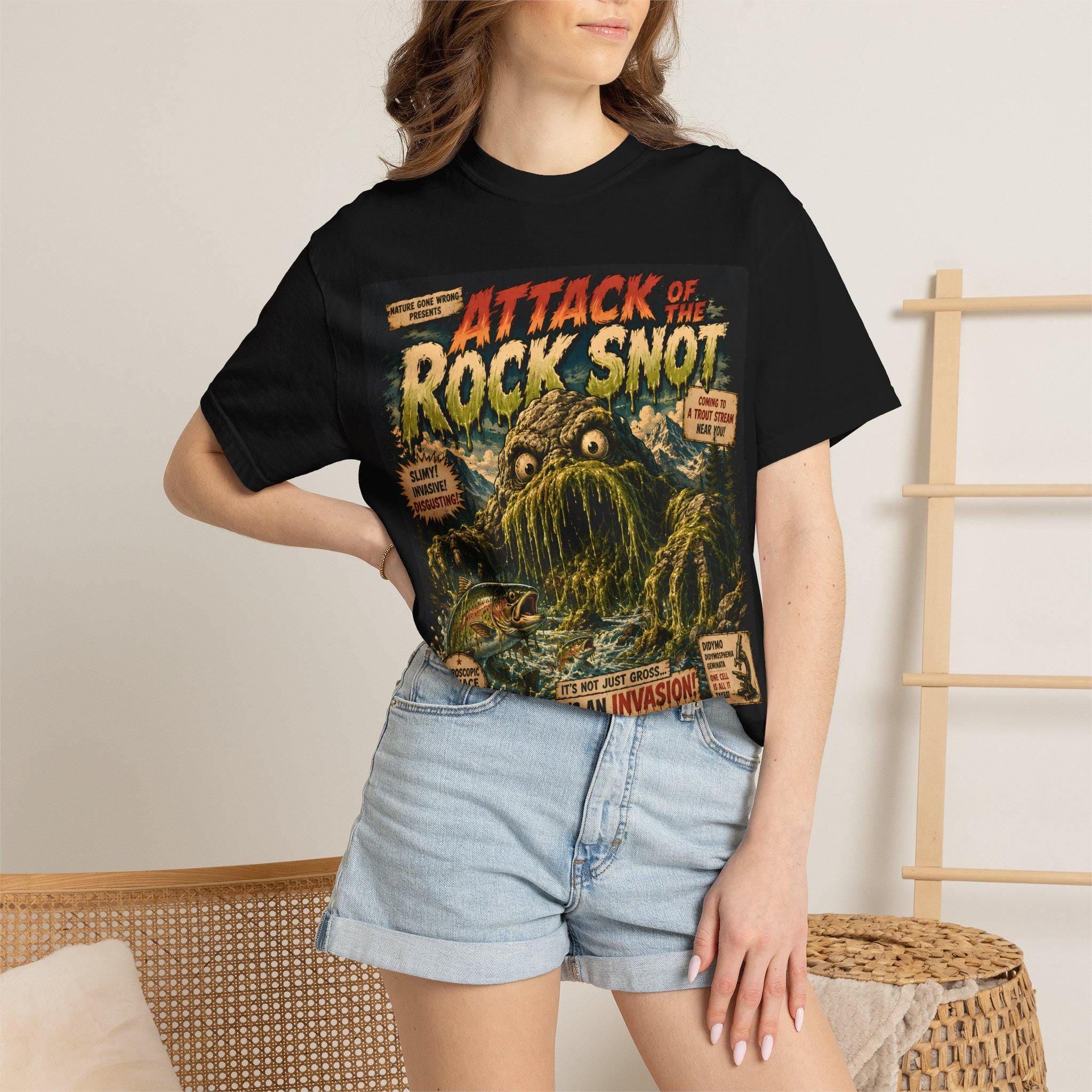 Attack of the Rock Snot Invasive Species Tee, Didymo Conservation Shirt