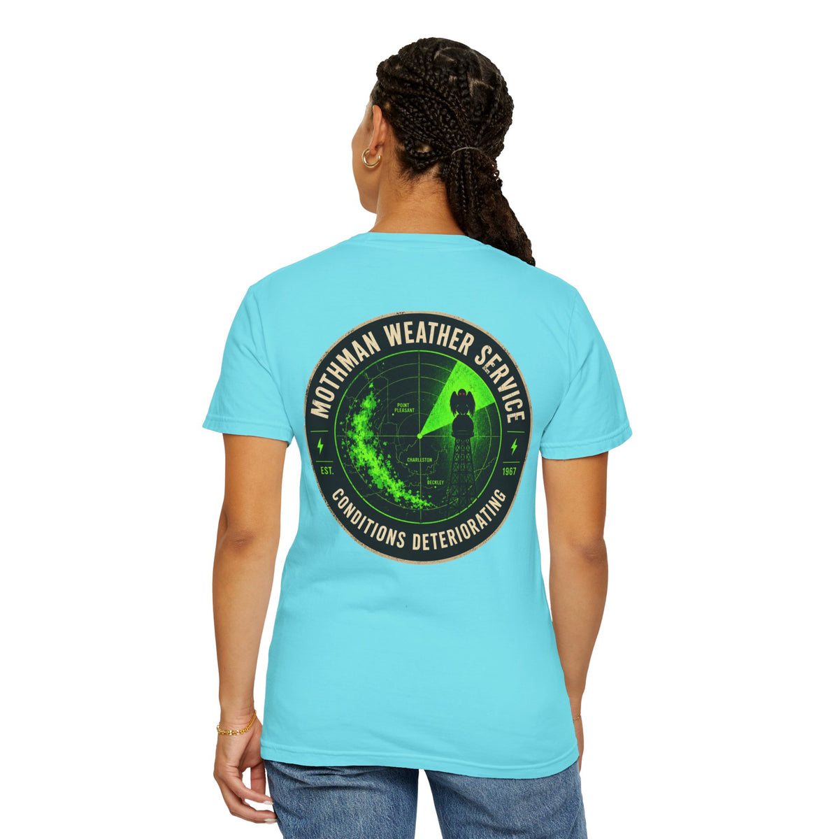 Mothman Weather Service Shirt, Cryptid Weather Tee, Appalachian Storm Watch, Point Pleasant WV Paranormal, Conditions Deteriorating