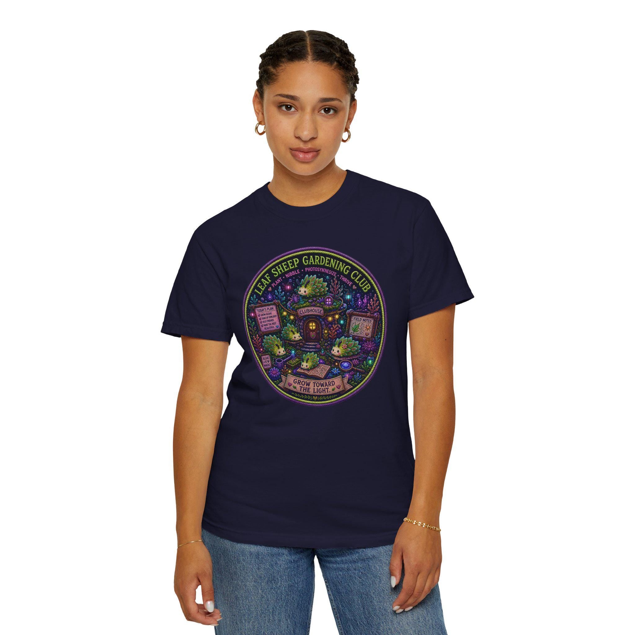 Leaf Sheep Gardening Club T-Shirt | Whimsical Sea Slug Nature Tee, Botanical Graphic Shirt