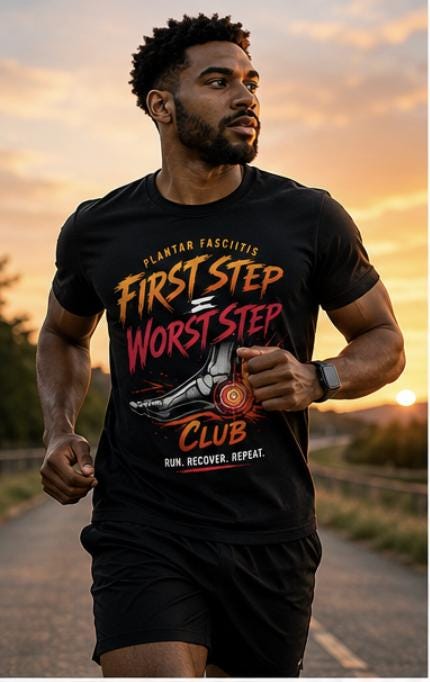 Plantar Fasciitis Club Shirt, Runner Heel Pain Recovery Tee, Marathon Comfort Apparel