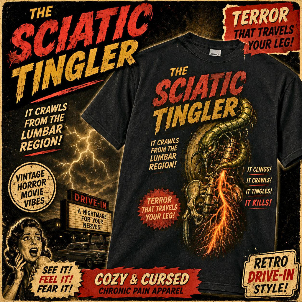Sciatic Tingler Shirt | Vintage Horror Sciatica Tee, Chronic Pain Apparel