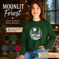 Moonlit Forest Deer Sweatshirt, Woodland Nature Crewneck, Winter Wildlife Apparel