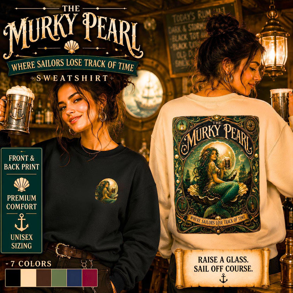 Mermaid Vintage Poster Crewneck Sweatshirt | Murky Pearl