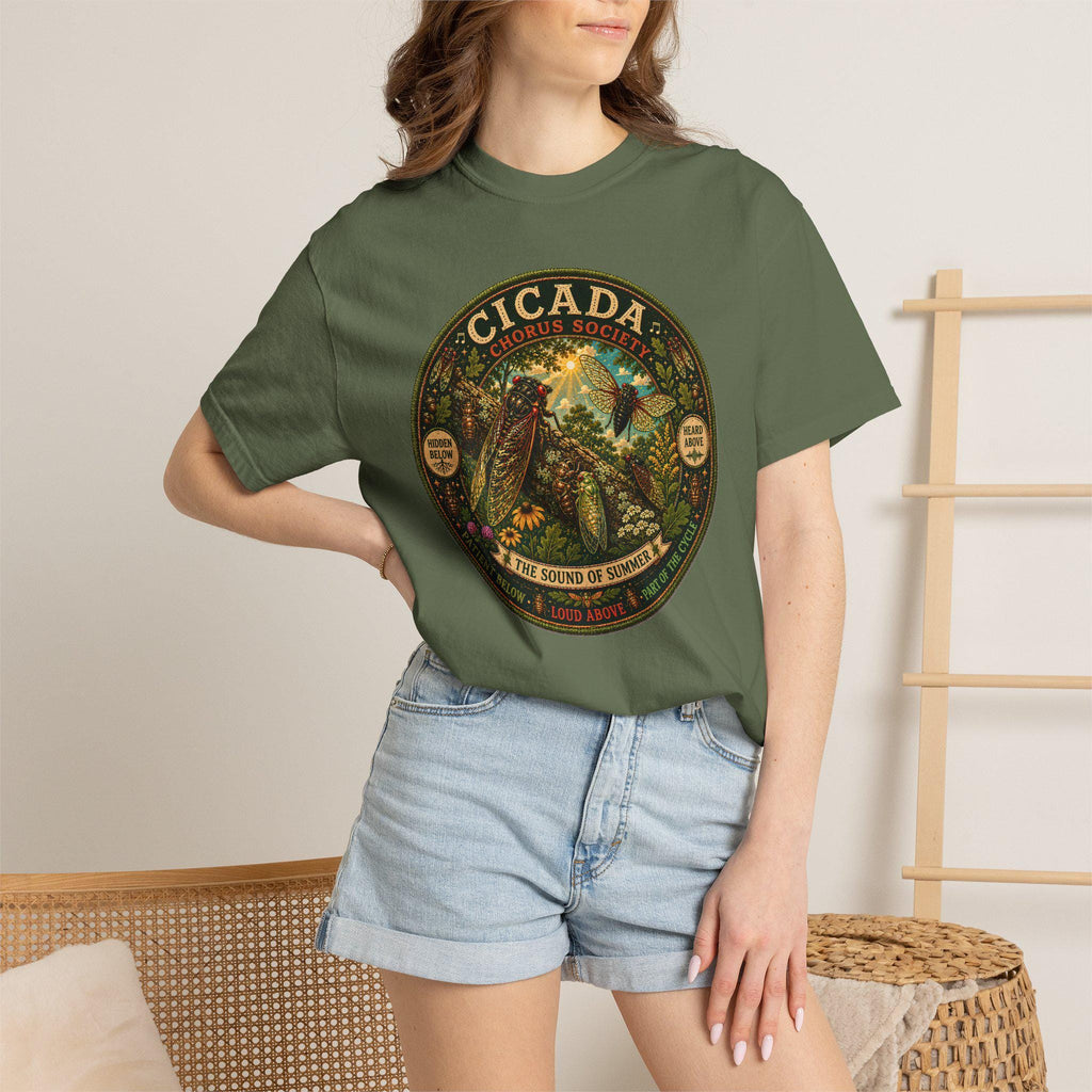 Cicada Chorus Society T-Shirt, Nature Lover Woodland Graphic Tee