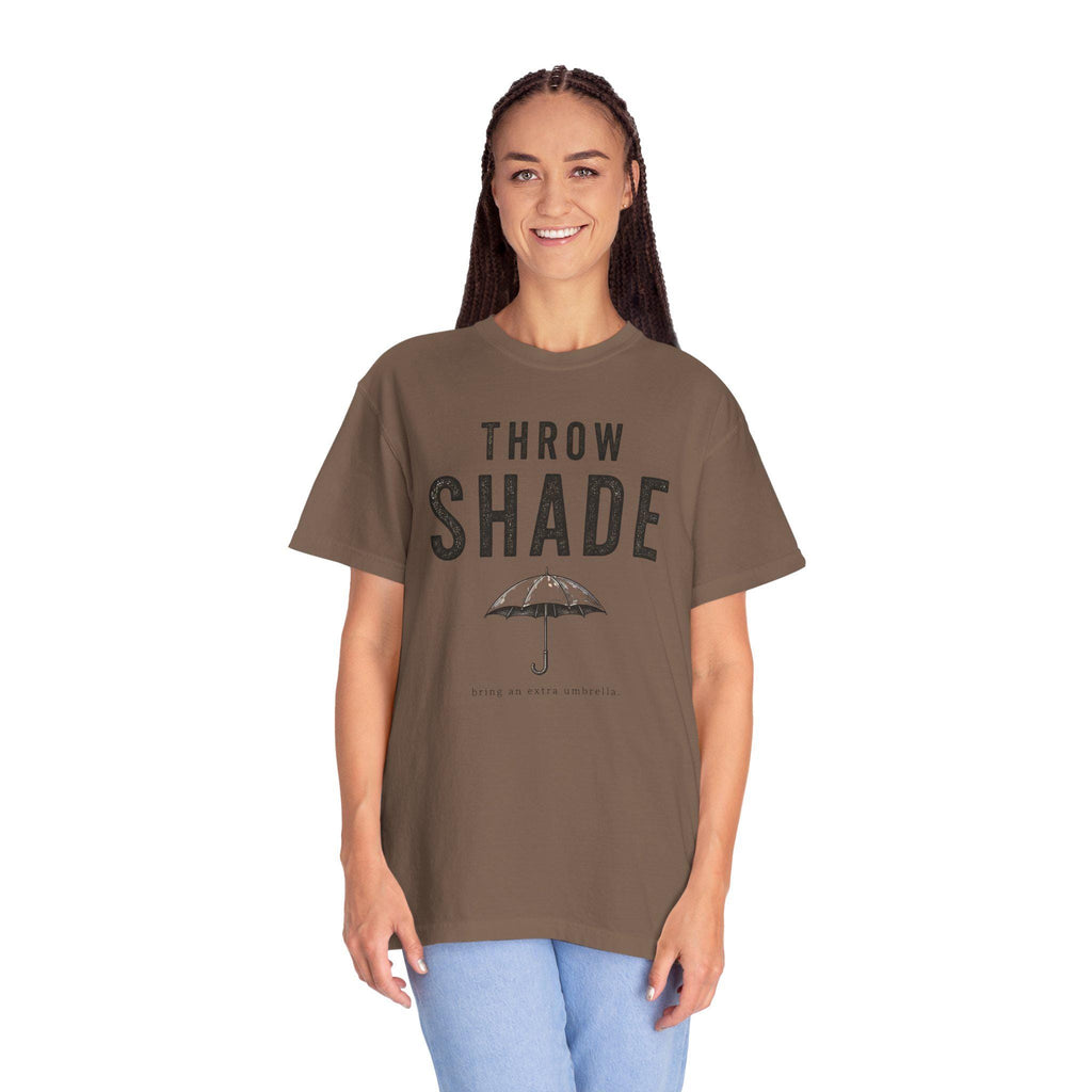 Throw Shade Umbrella T-Shirt | Funny Slogan Tee, Minimal Black Graphic