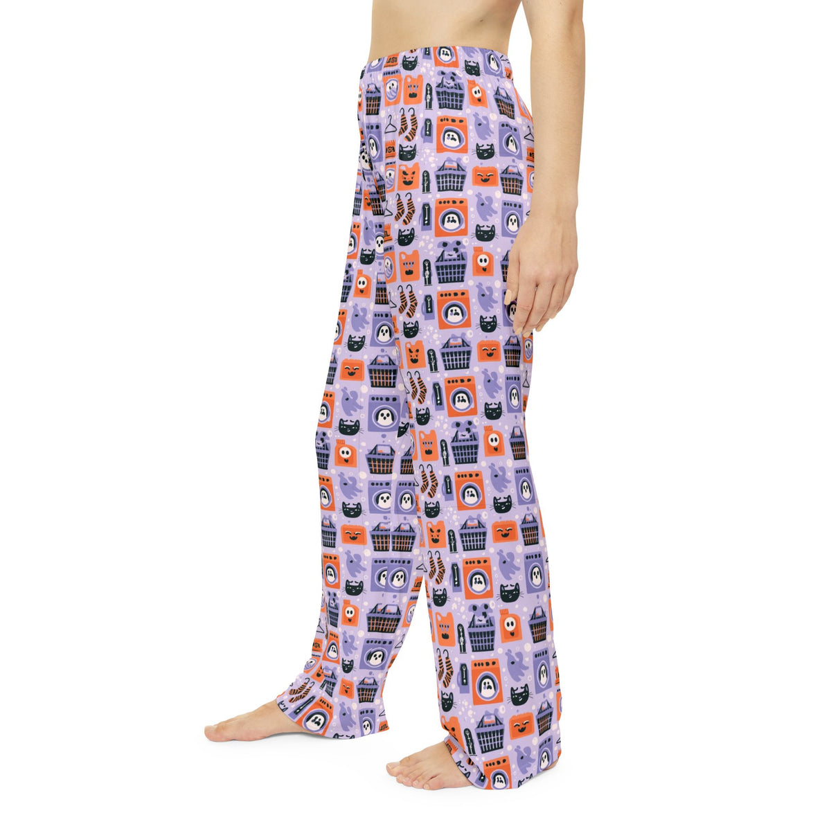 Haunted Laundromat Pajama Pants | Lavender Ghost & Cat Print