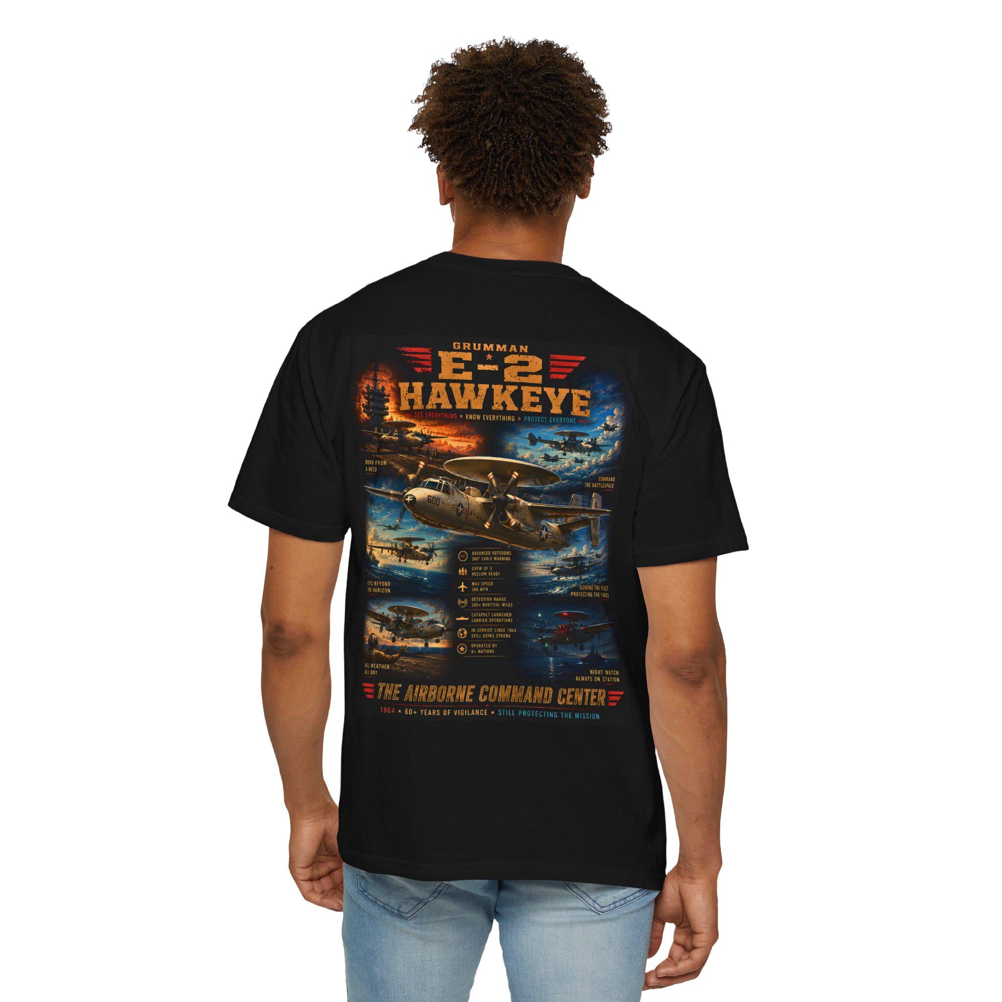 E-2 Hawkeye Aircraft Illustration T-shirt | Military Aviation Diagram