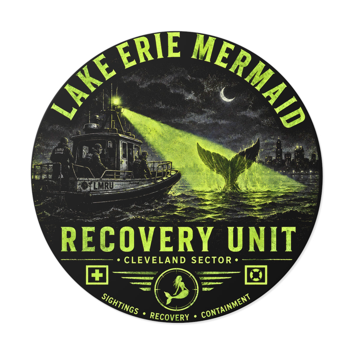 Lake Erie Mermaid Recovery Unit Sticker | Round Vinyl Sticker