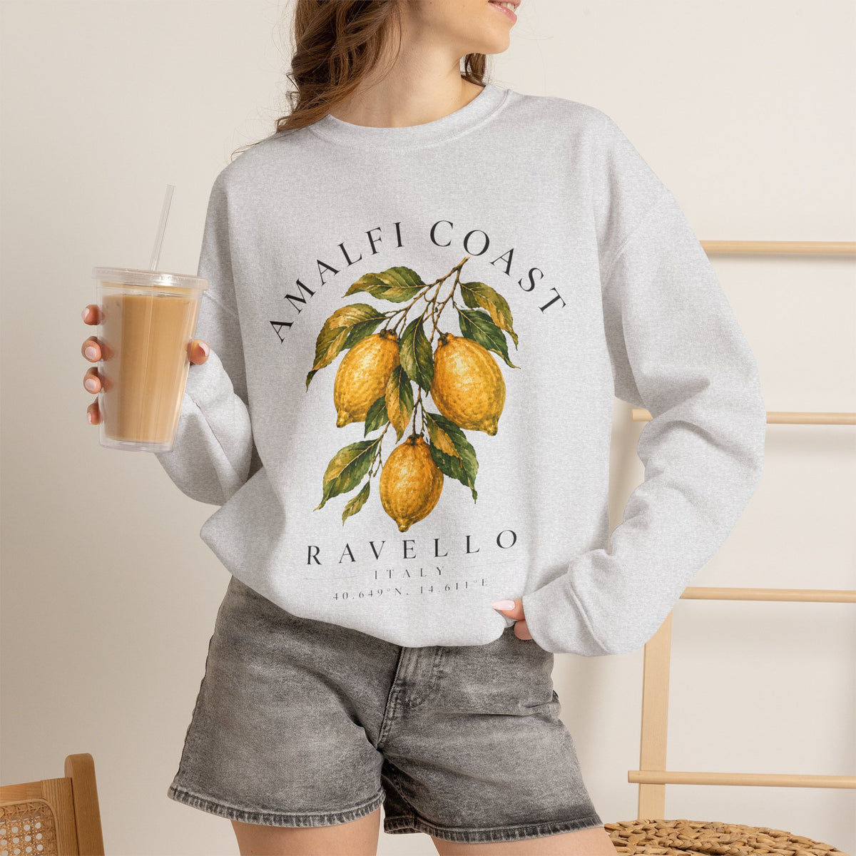 Amalfi Coast Lemon Branch sweatshirt | Ravello botanical citrus design