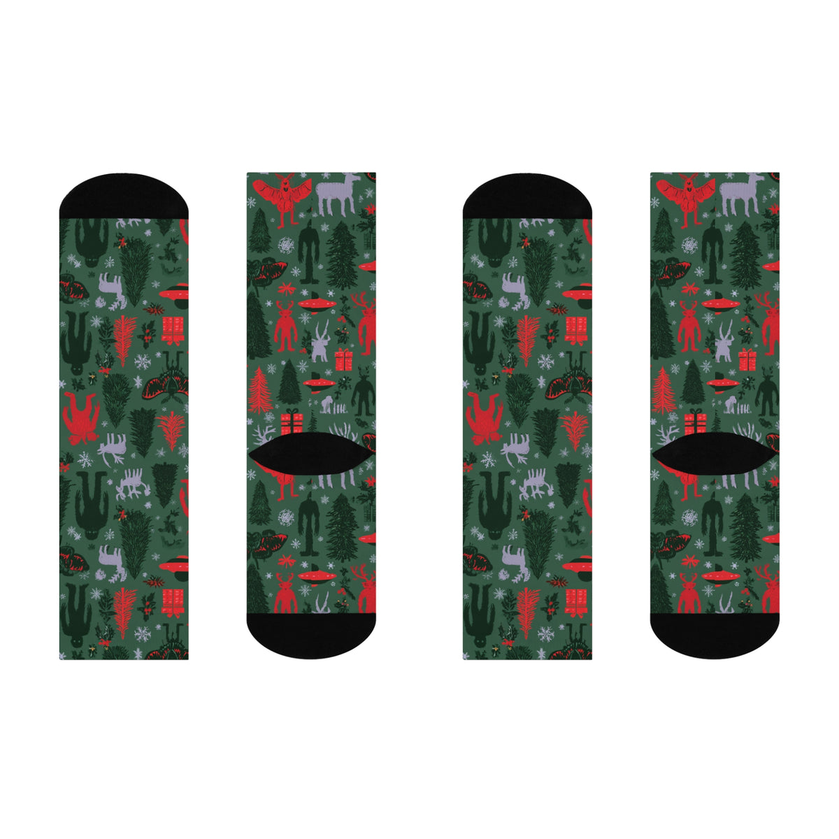 Dark Cryptid Christmas Crew Socks | Bigfoot & Mothman