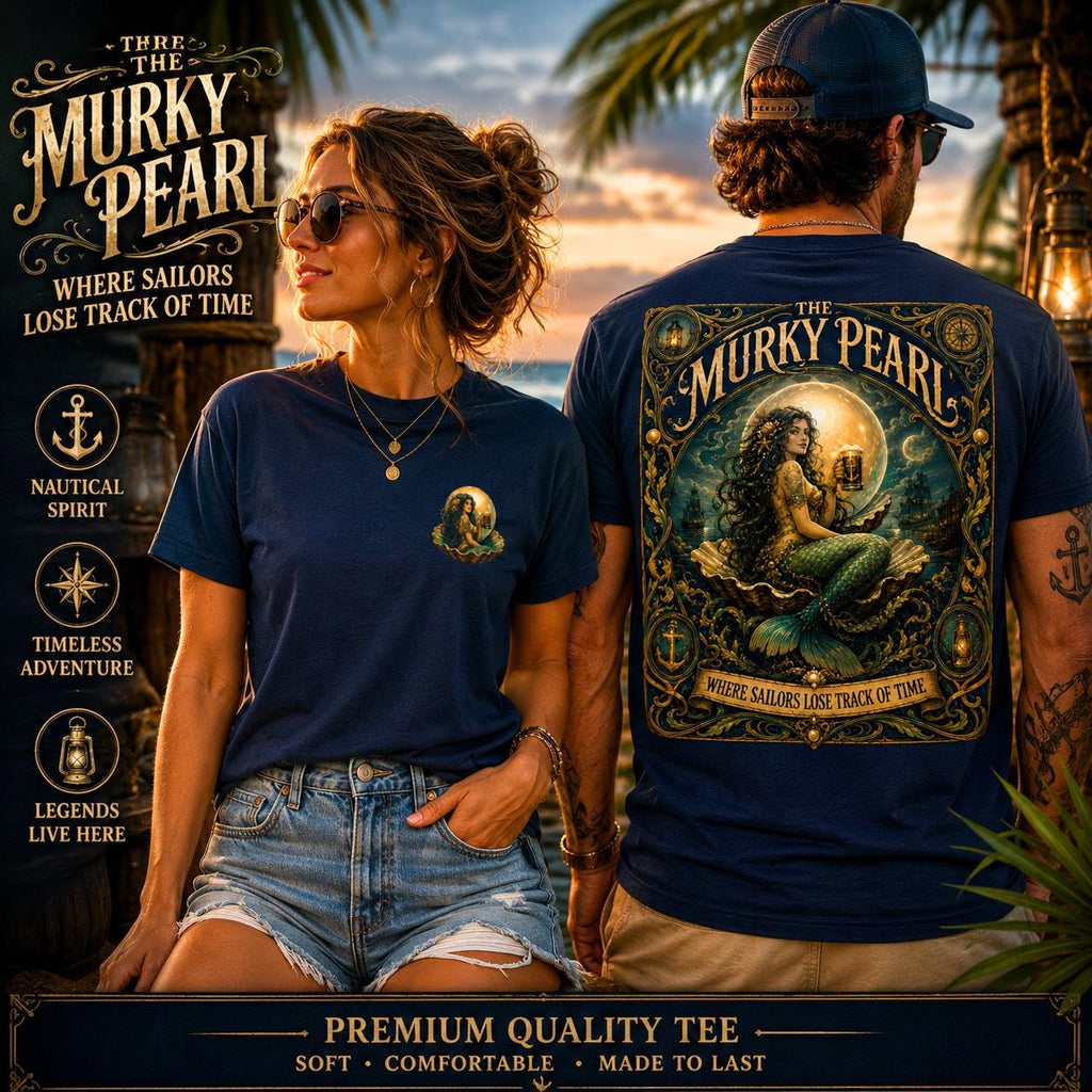 The Murky Pearl Mermaid Tavern T-Shirt, Nautical Vintage Graphic Tee