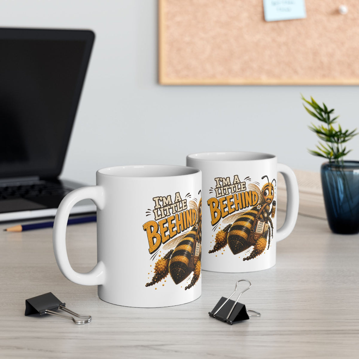 I'm a Little Beehind Ceramic Mug | Funny Bee Coffee Mug | Cute Bee Lover Gift | 11oz & 15oz