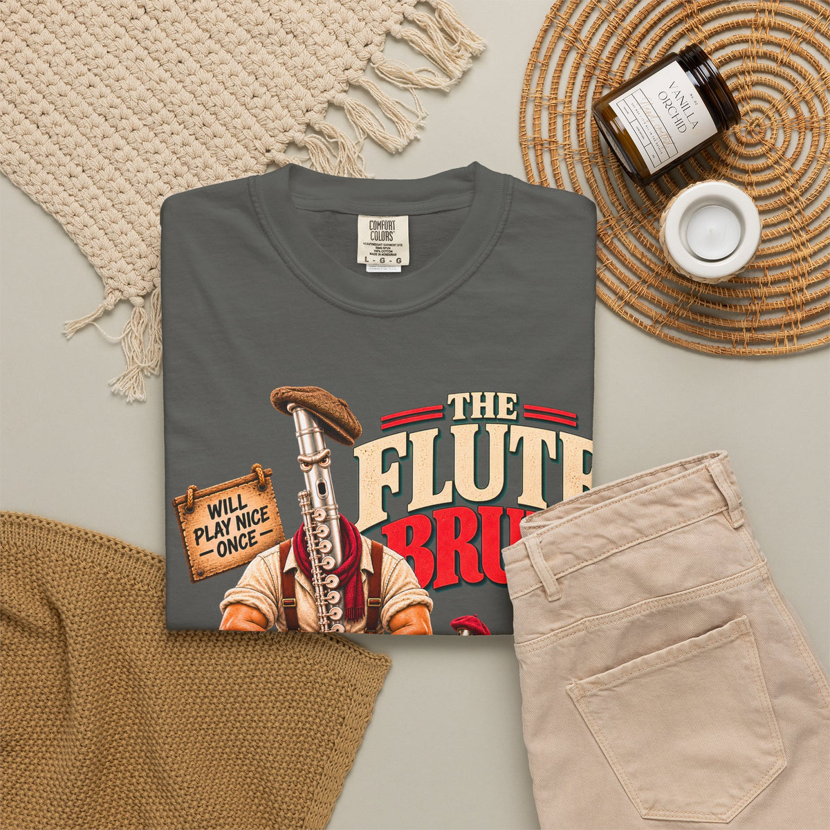 Flute Brute Shirt, Funny Flute Player Gift, Flutist Shirt, Band Nerd Tee, Orchestra Musician Gift, Music Teacher Comfort Colors Tee
