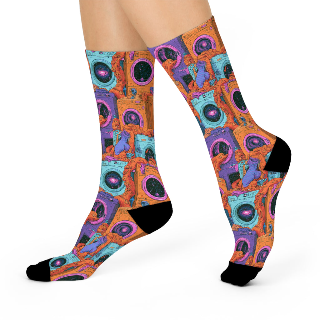 Cosmic Laundromat Crew Socks | Galaxy Washing Machines