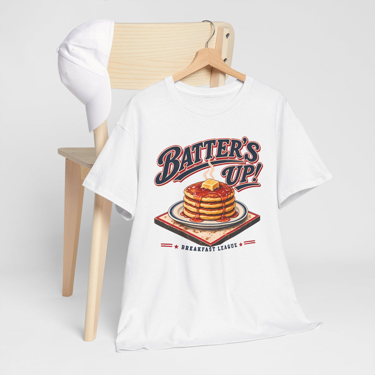 Batters Up Pancake Shirt, Vintage Baseball Breakfast Tee, Funny Gameday Food T-Shirt
