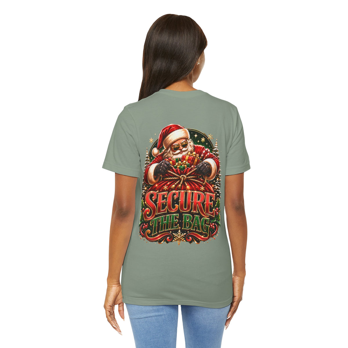 Bella Canvas 3001 Christmas Shirt, Secure The Bag Santa Tee, Funny Holiday Shirt, Christmas Graphic Tee, Santa Claus Gift
