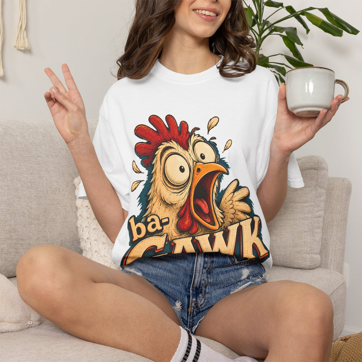 ba-GAWK Chicken Shirt | Funny Chicken Graphic Tee | Comfort Colors Farm Humor Shirt | Vintage Chicken Lover Gift | Gawking Chicken Tee