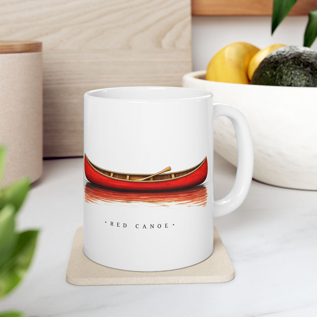 Red Canoe Ceramic Coffee Mug | Canoe Lover Gift | Lake House Mug | 11oz & 15oz
