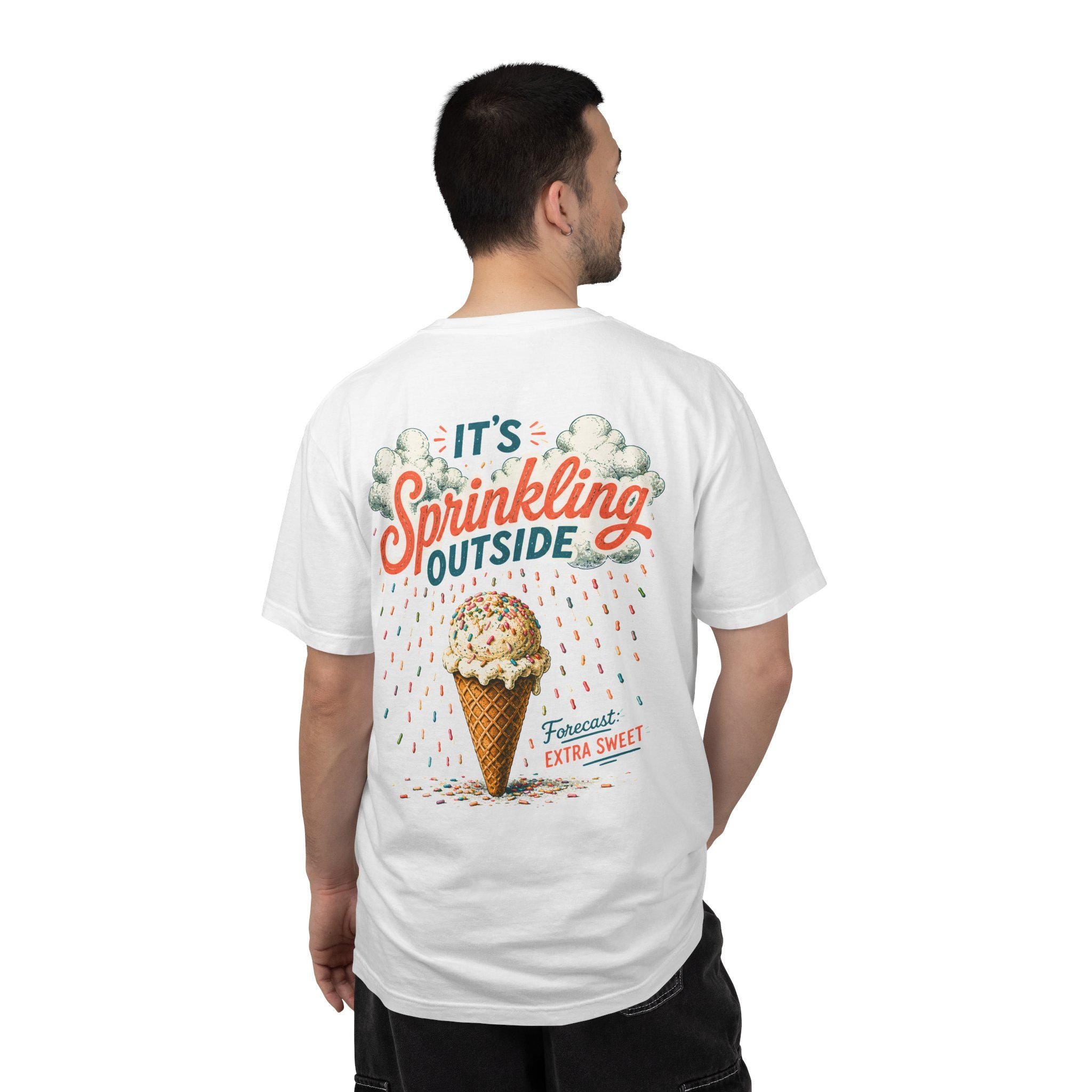 Its Sprinkling Outside ice cream cone T-Shirt | retro dessert illustration