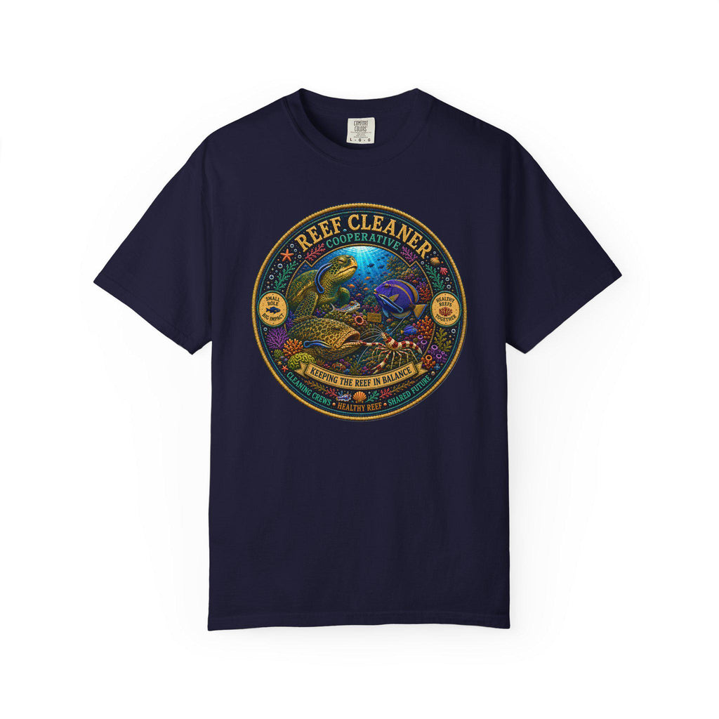 Reef Cleaner Badge T-shirt | Sea Turtle & Coral Conservation Graphic