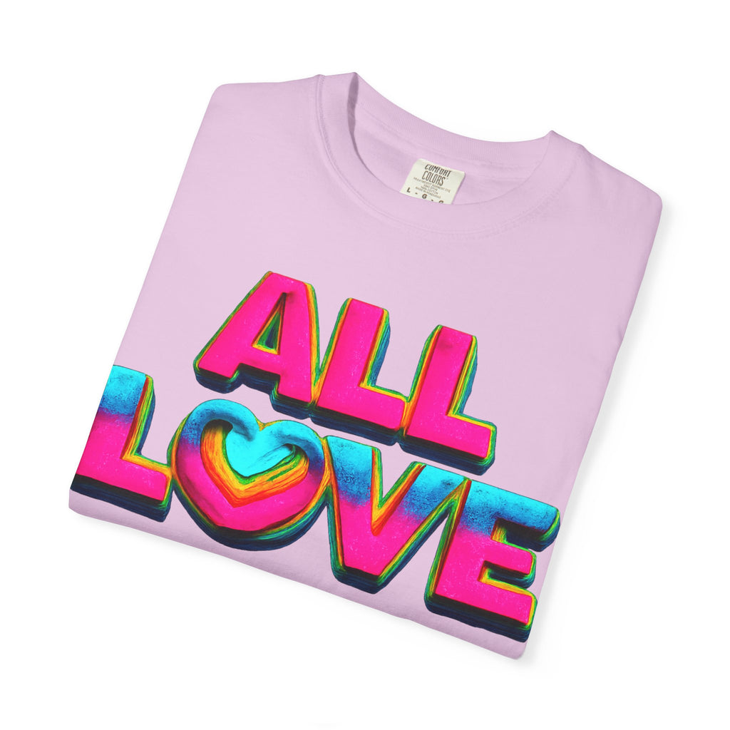 All Love Shirt, Retro Colorful Tee, Positive Vibes Shirt, Heart Graphic Tee, Bright Aesthetic T-Shirt, Feel Good Shirt, Gift for Friends