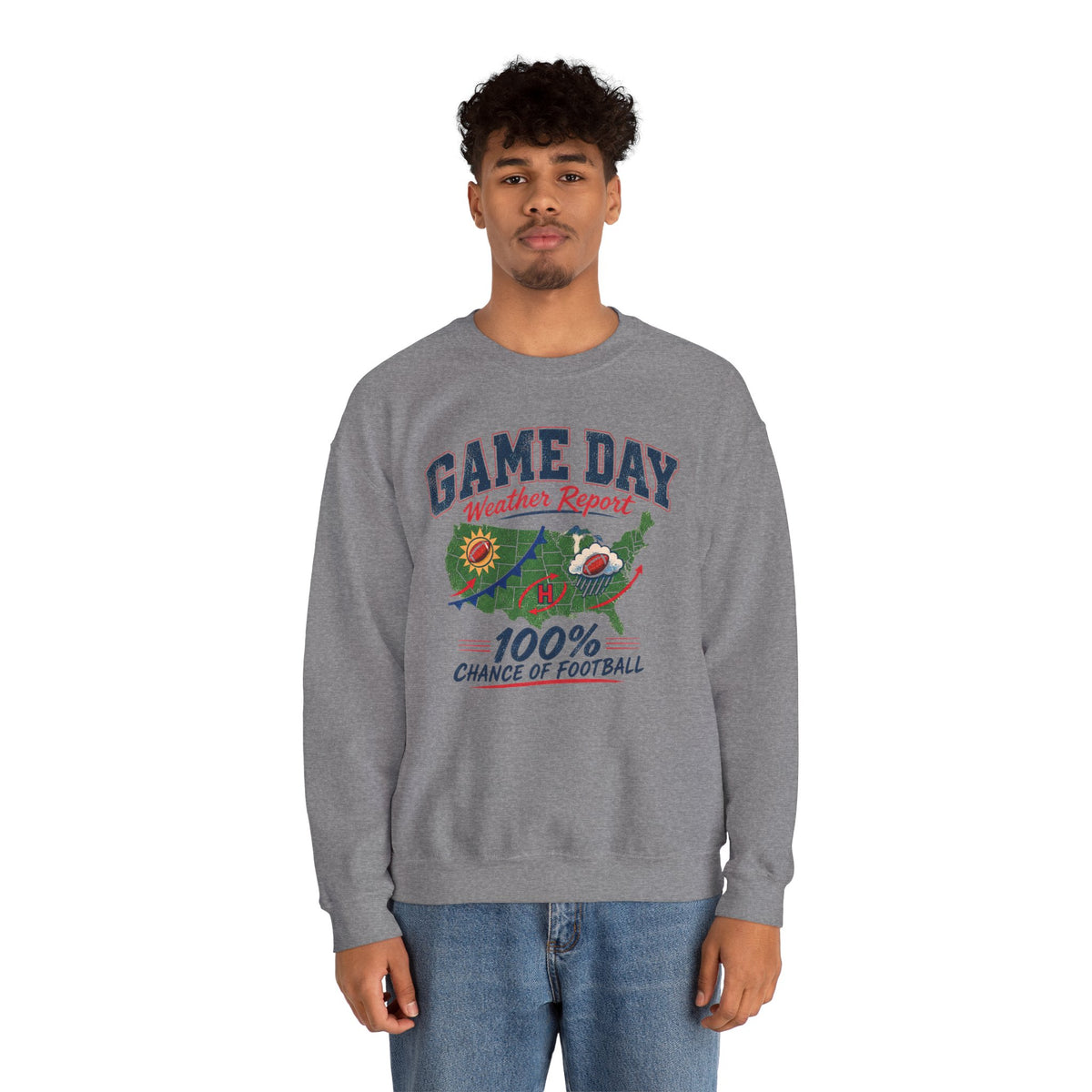 Game Day Weather Report 100% Chance of Football Sweatshirt | Football Weather Crewneck