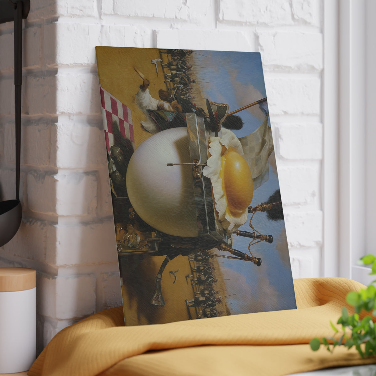 Surreal Egg Glass Cutting Board, Dali Inspired Kitchen Decor, Dreamlike Food Art Board, Unique Gift for Art Lovers