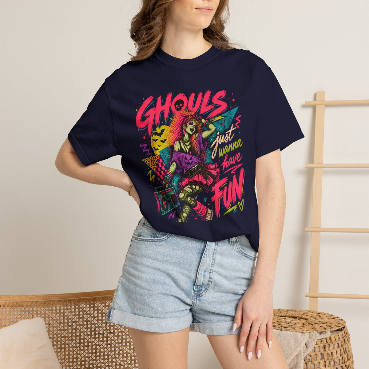 Ghouls Just Wanna Have Fun T-shirt | Neon 80s Retro Halloween Graphic