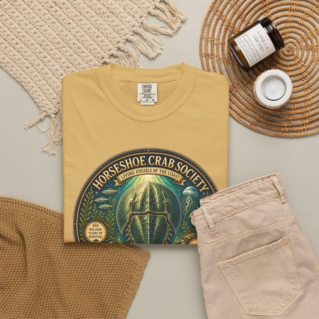 Horseshoe Crab Society Shirt, Living Fossil Marine Biology Tee, Coastal Ocean Wildlife Graphic