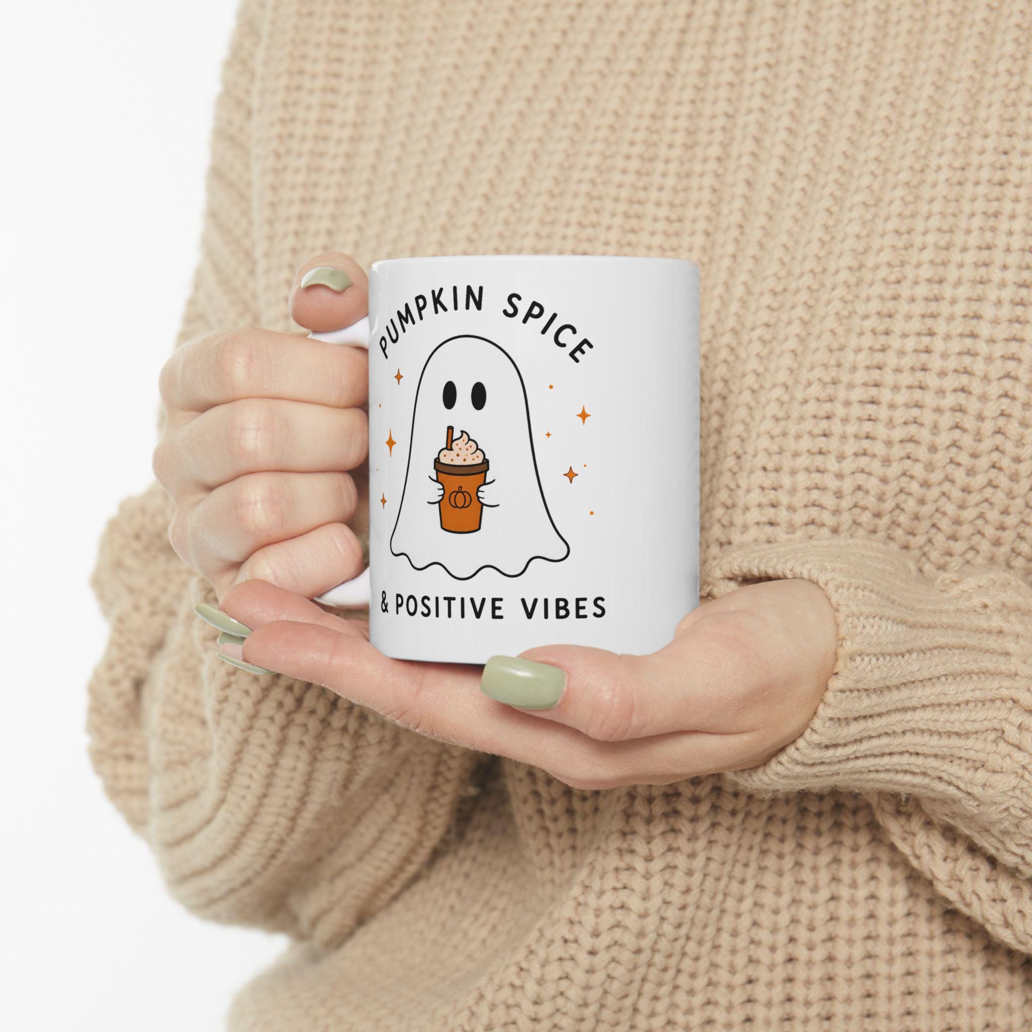 Ghost Pumpkin Spice Mug | Cozy Fall Ceramic Coffee Cup