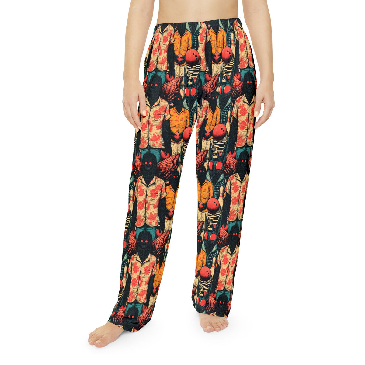 Cryptid Bowling Pajama Pants | Mothman Bigfoot Retro Print