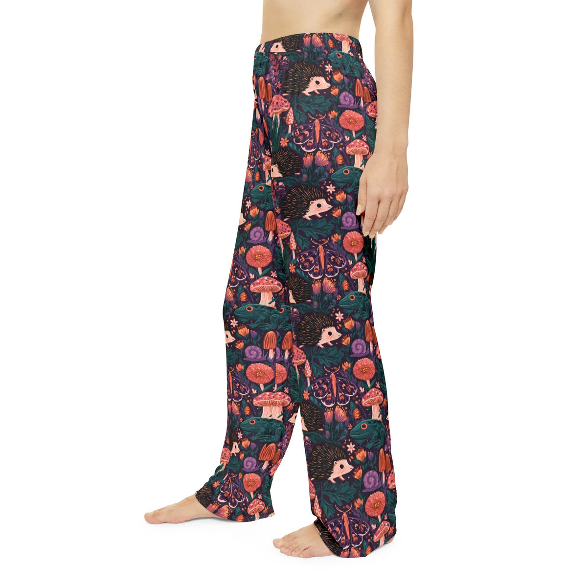 Midnight Garden Pajama Pants | Frogs Moths Hedgehog Floral