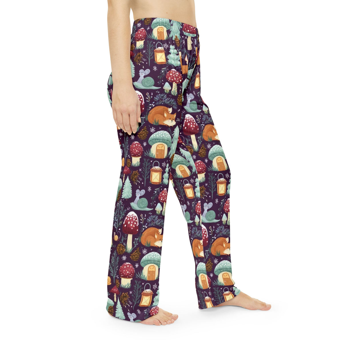 Enchanted Mushroom Christmas Pajama Pants | Forest Village Print