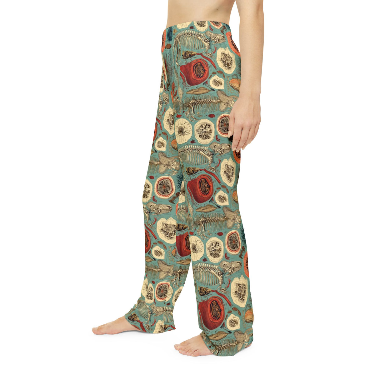 Impossible Zoology Pajama Pants | Teal Skeleton Specimen Print