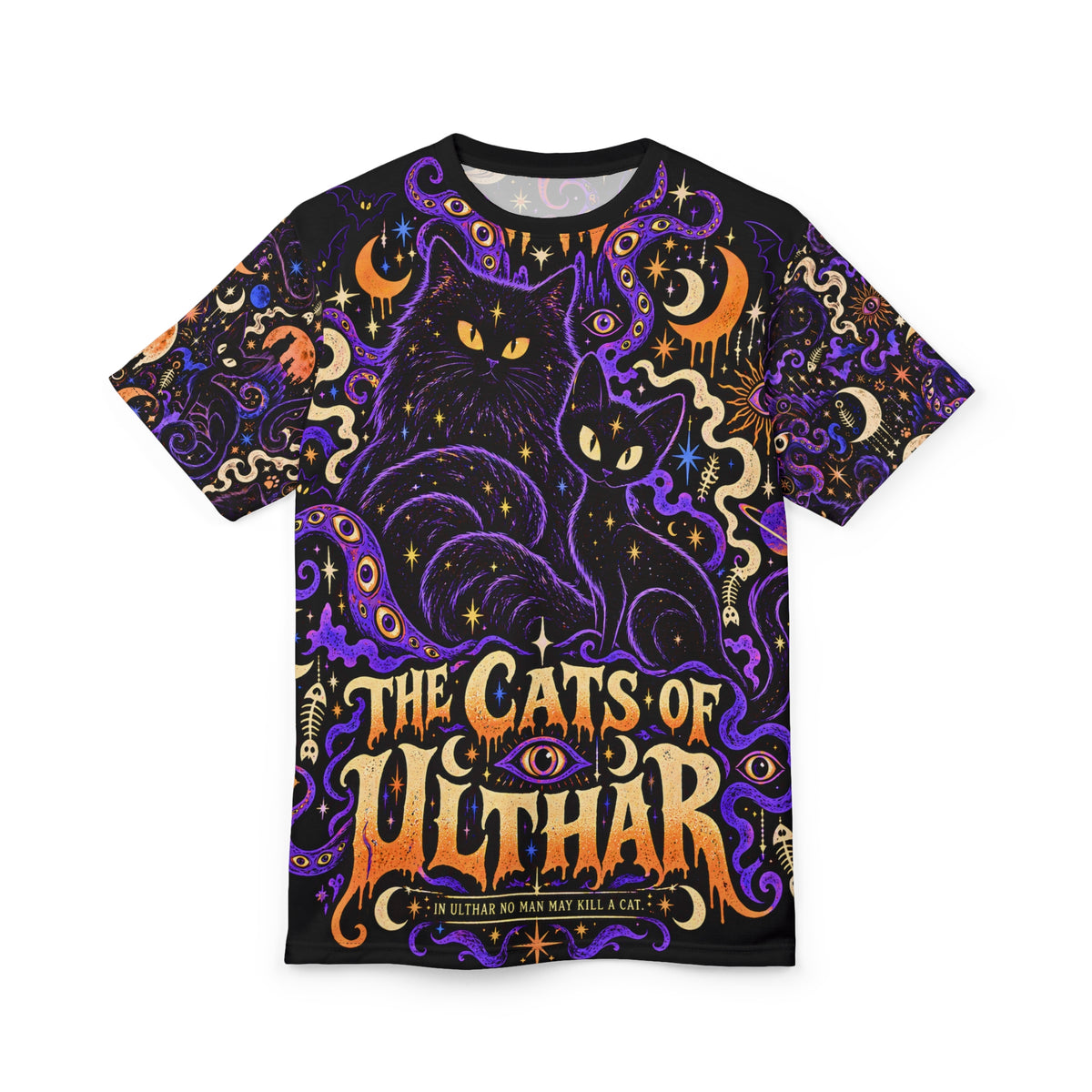 The Cats of Ulthar Literary Horror All Over Print Shirt | Lovecraft Inspired Gothic Cat Tee