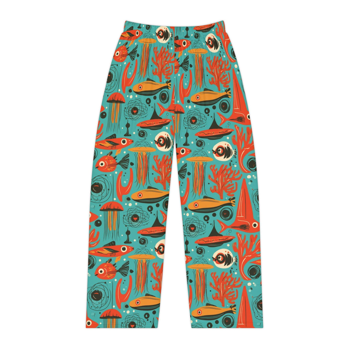 Atomic Aquarium Pajama Pants | Retro Orange Fish & Jellyfish