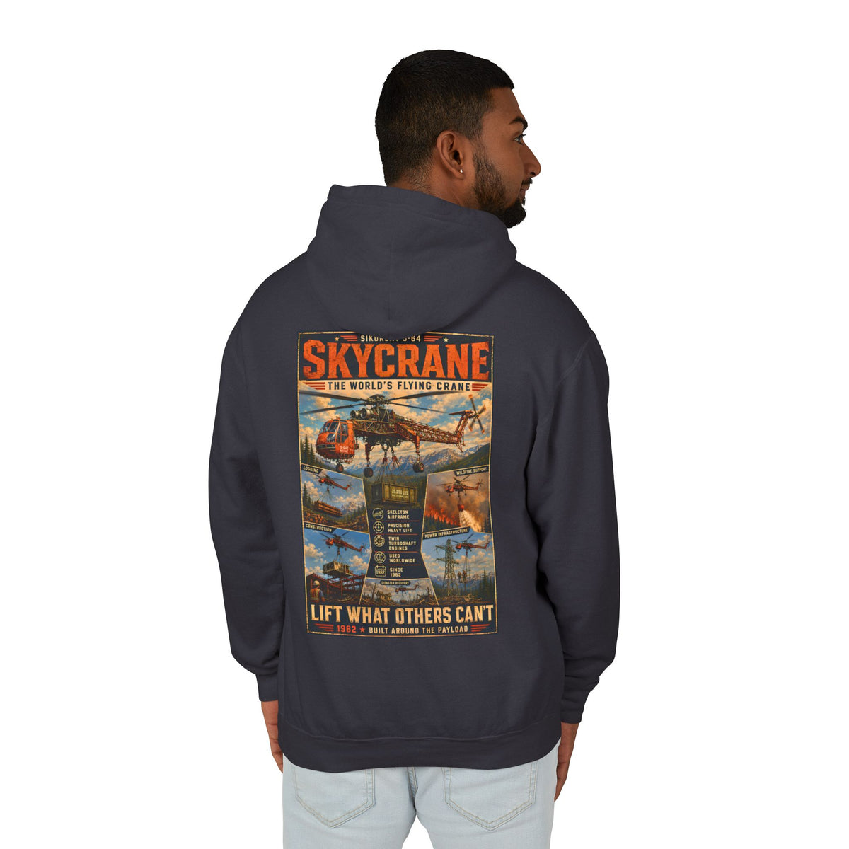 Sikorsky S-64 Skycrane Hoodie, Helicopter Hoodie, Aviation Gift, Heavy Lift Helicopter Sweatshirt, 100% Cotton Hoodie