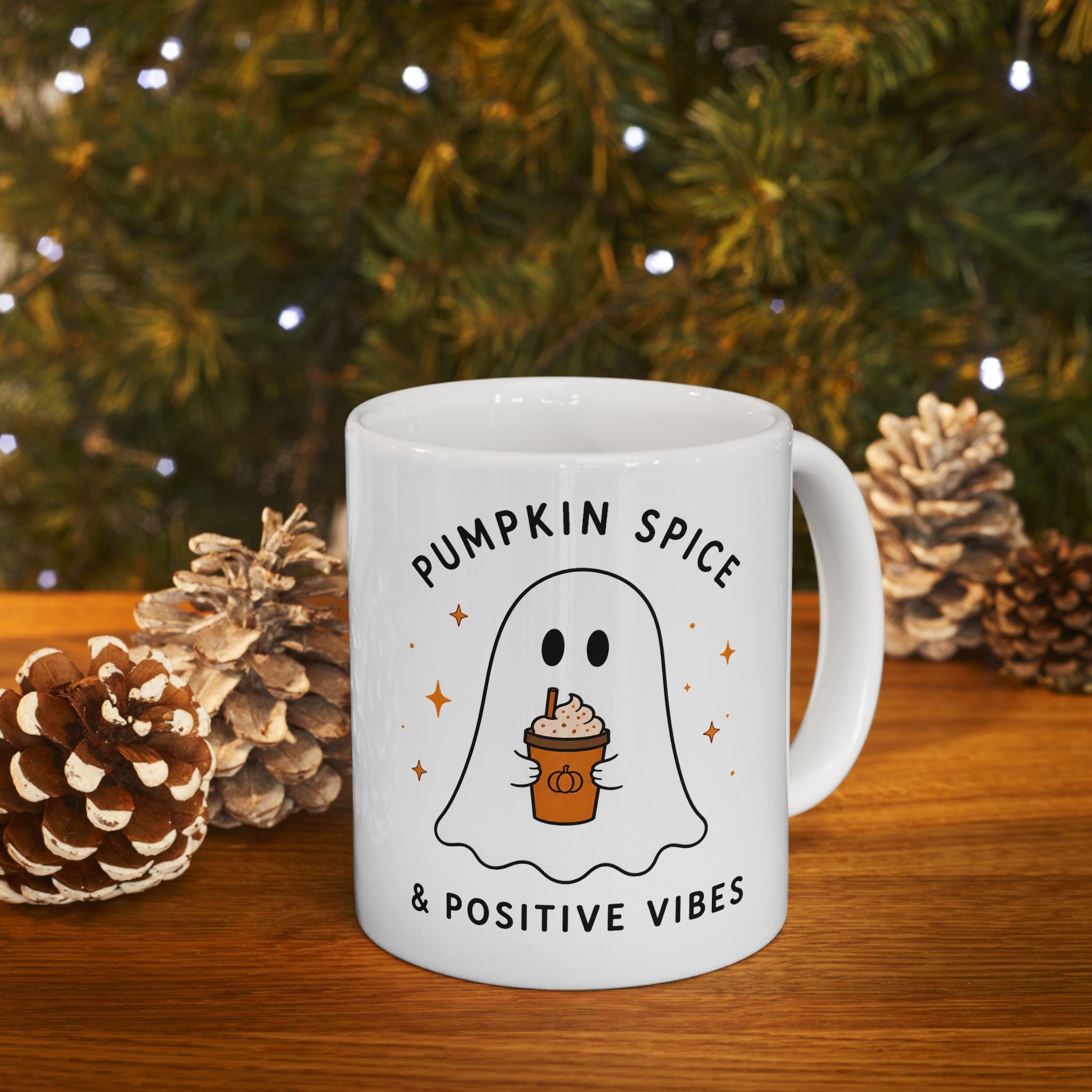 Ghost Pumpkin Spice Mug | Cozy Fall Ceramic Coffee Cup