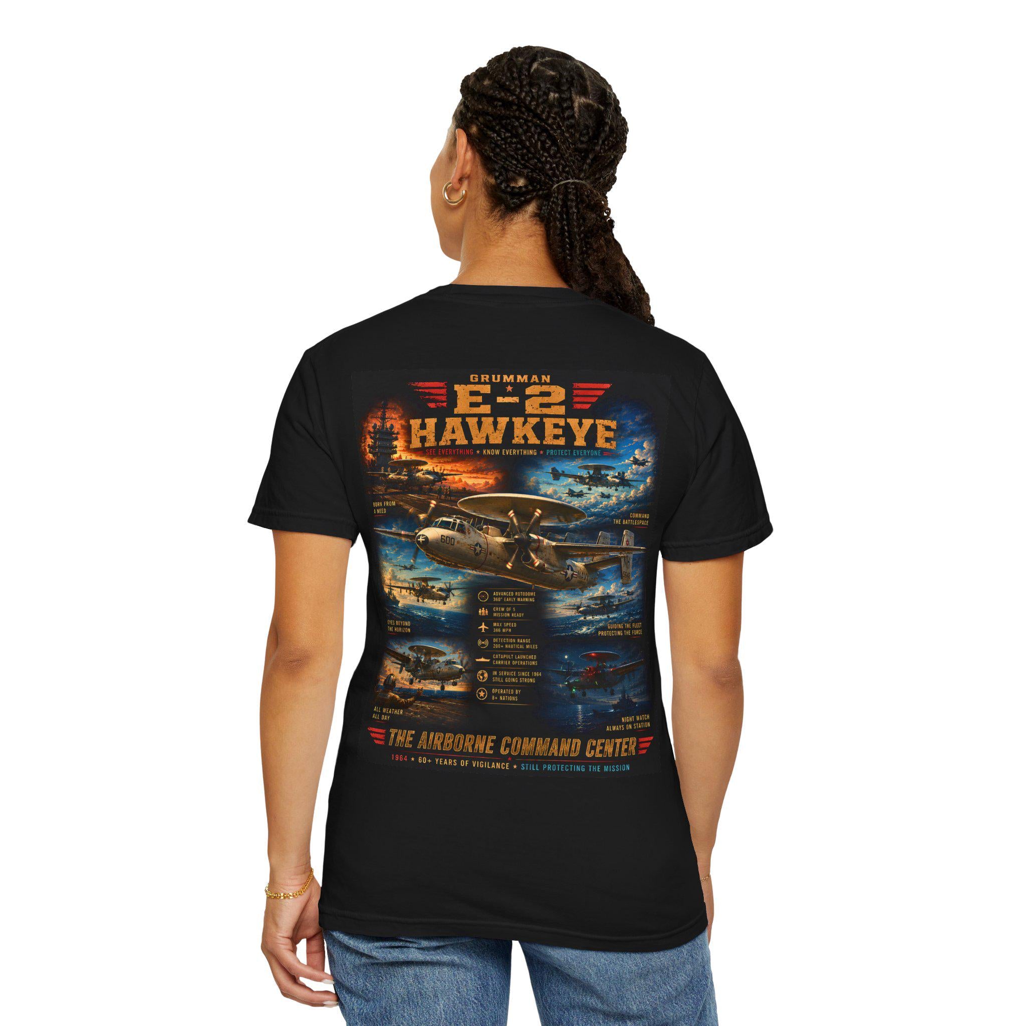 E-2 Hawkeye Aircraft Illustration T-shirt | Military Aviation Diagram