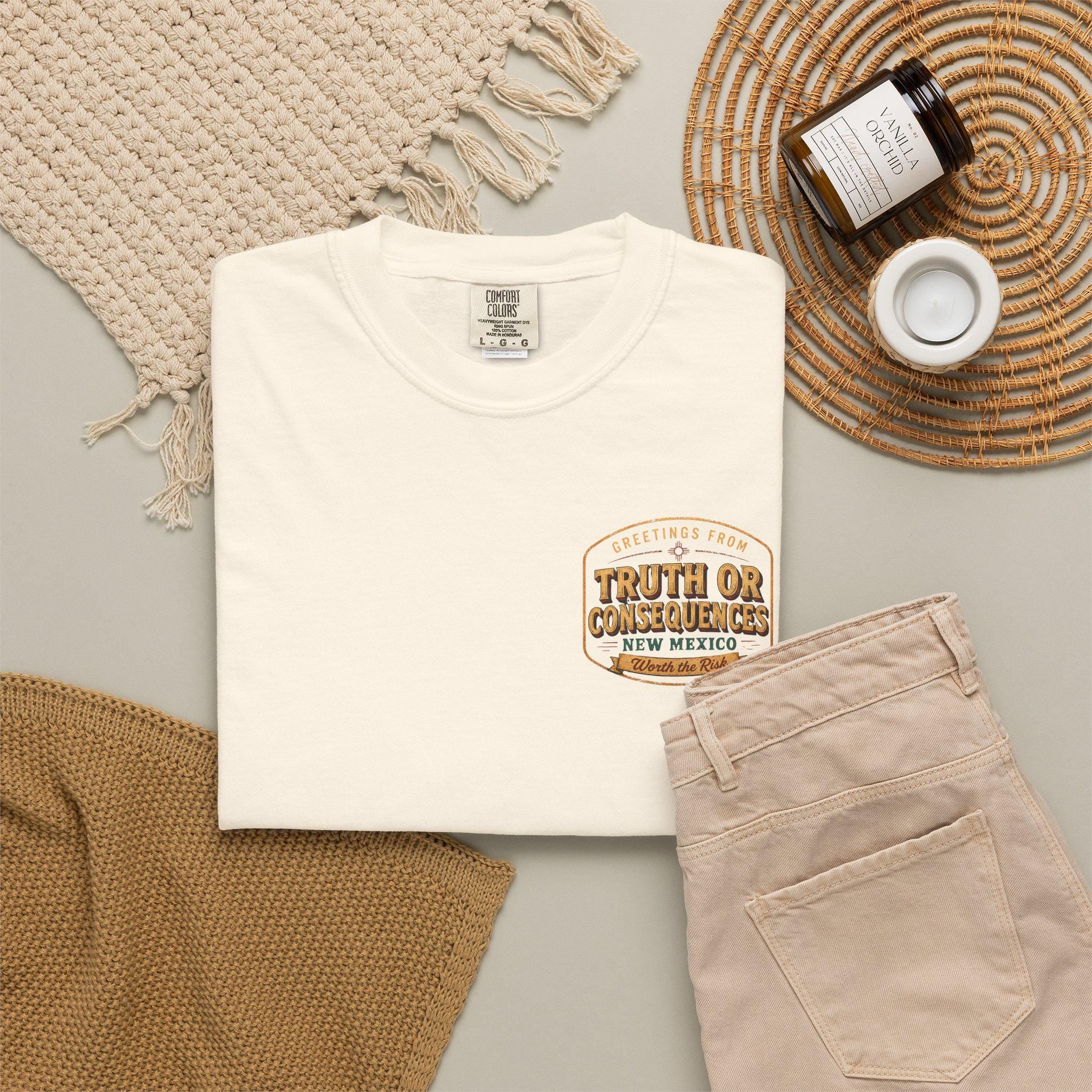 Greetings From Truth or Consequences New Mexico Postcard T-Shirt | Vintage Travel Souvenir Worth the Risk